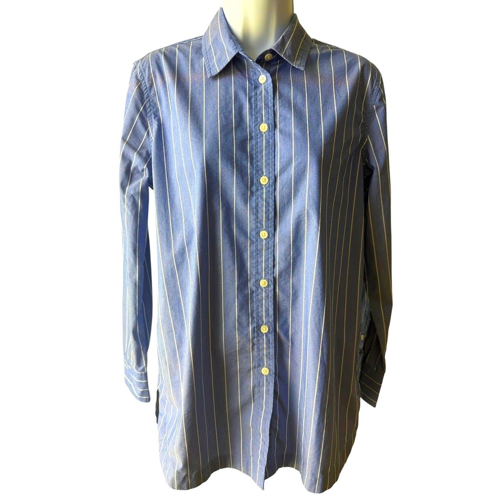 Banana Republic Parker Blue Vertical Pinstripe Long Sleeve Button Up Size Sm